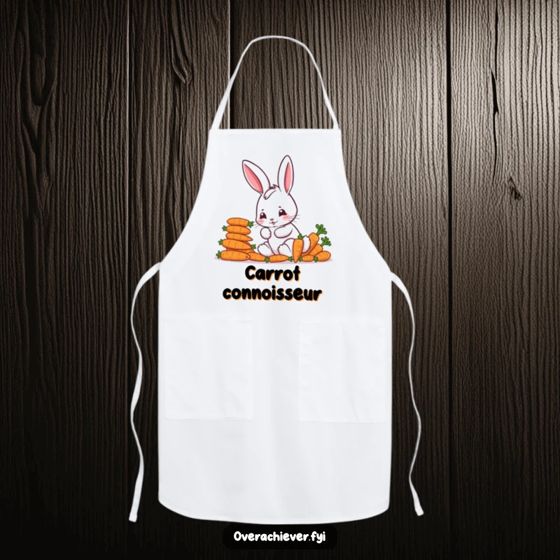 Funny Apron: A determined bunny character meticulously arranging colorful carrots, ready to bring culinary order with a humorous touch.