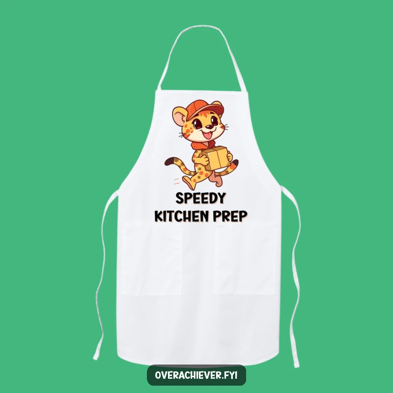 Funny Cheetah Delivery Apron: Cook with Speed and Humorous Efficiency Gift