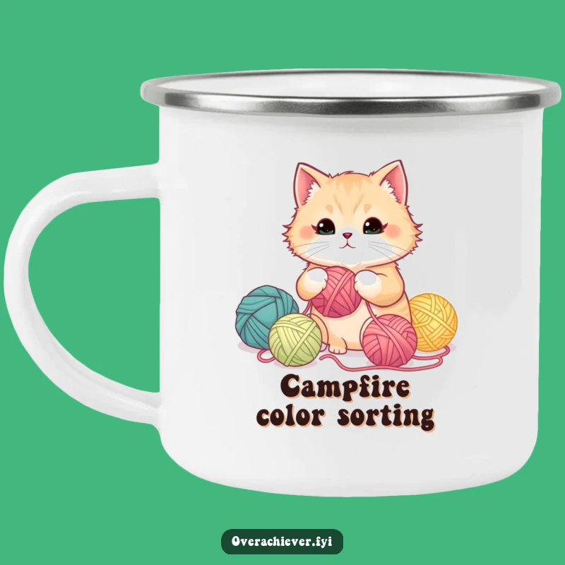 Funny Cat Yarn Organizer Camping Mug, Outdoor Crafty Sip