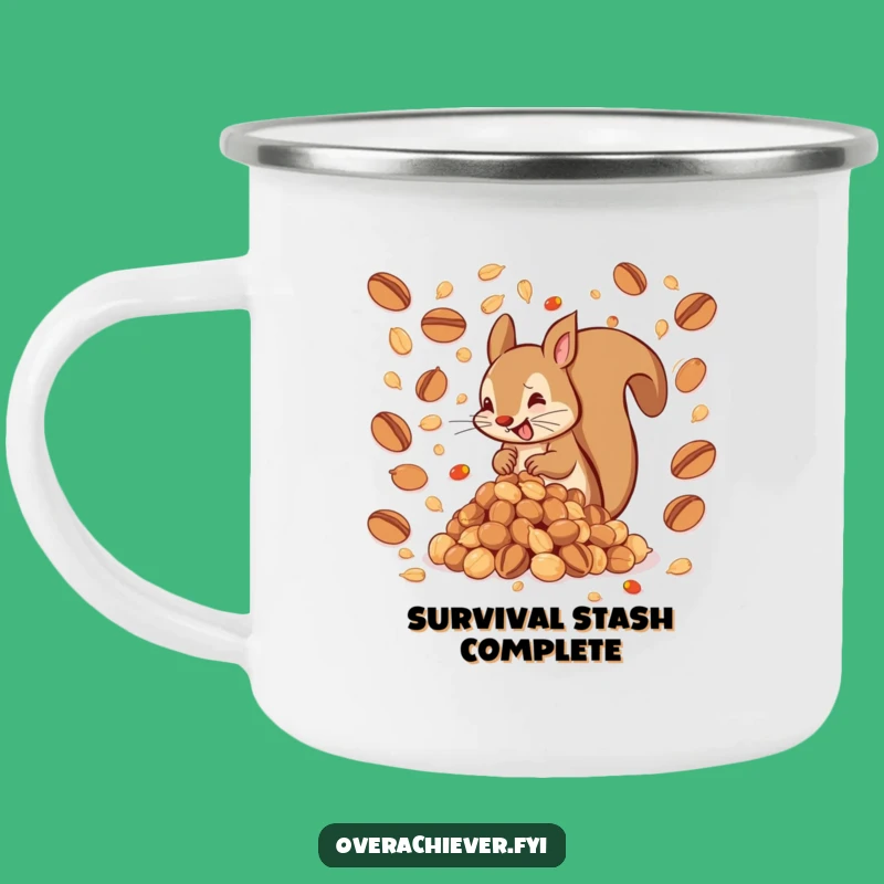 Funny Squirrel Nut Pile Camping Mug: Humorous Outdoor Gift for Hoarders