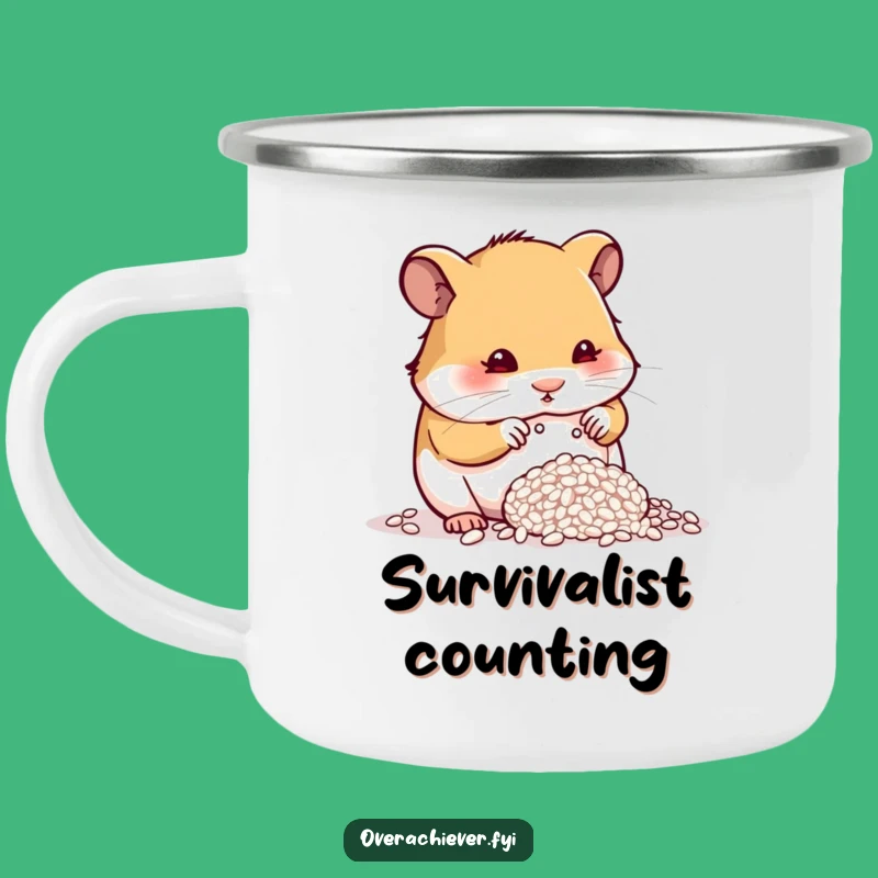 Funny Hamster Rice Counting Camping Mug, Outdoor Focused Sip