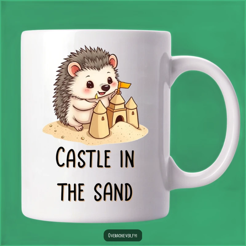 Funny Hedgehog Sandcastle Mug: Hilarious Gift for Beach & Pun Lovers