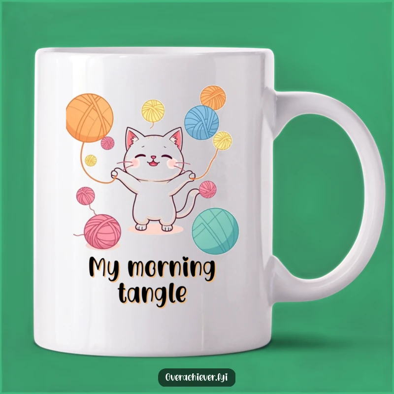 Funny Kawaii Cat Yarn Juggling Mug - Purrfect Gift for Crafters!