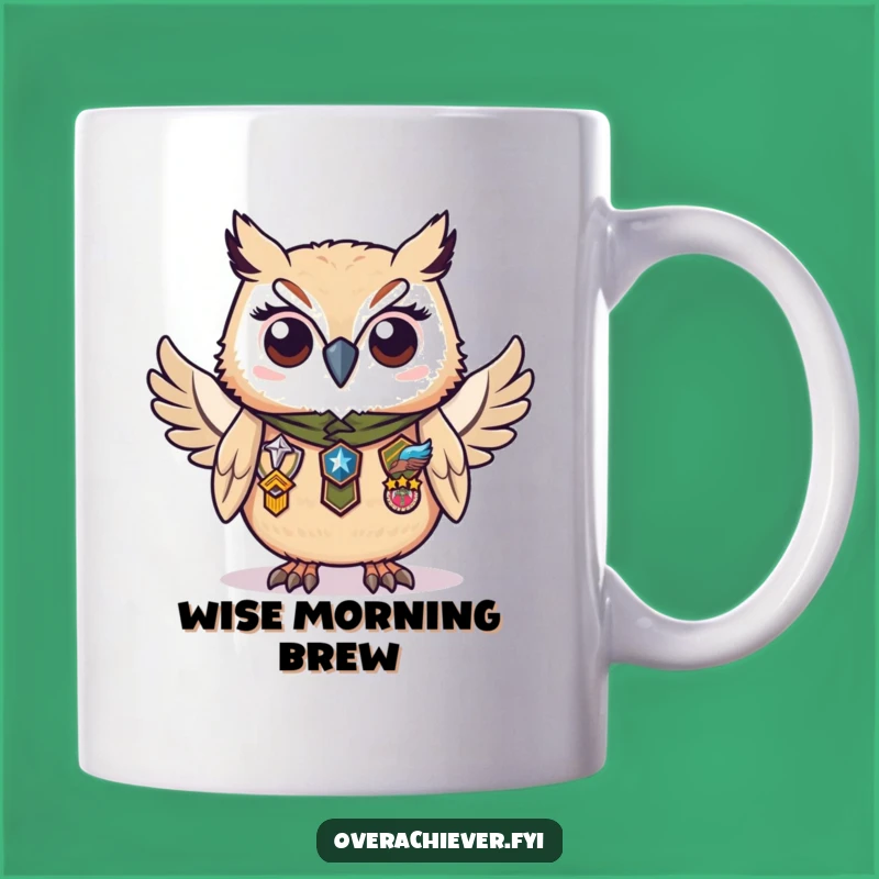 Funny Owl Badges Mug: Diligent Scholar Design for a Wise Gift