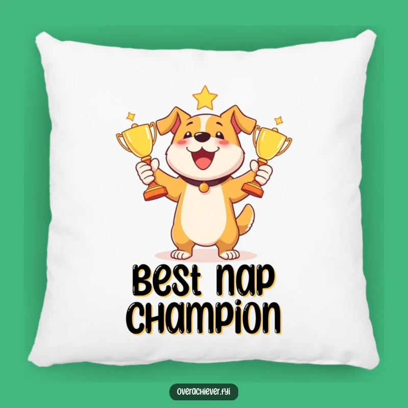 Funny Dog Juggling Trophies Pillow - Snuggle Up with This Champion Pooch!