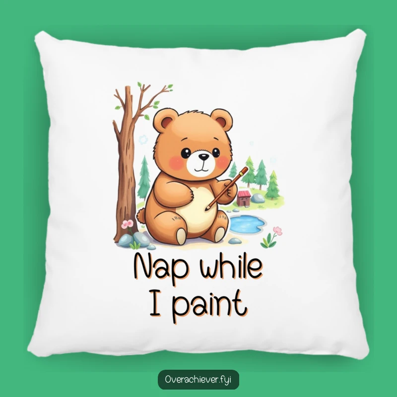 Funny Bear's Creative Corner Pillow: Cozy Comfort with Miniature Artistry, Perfect Gift