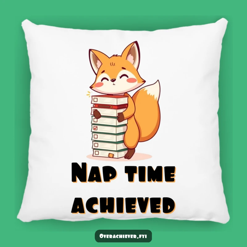 Funny Energetic Fox Pillow: A Humorous Gift for Cozy Achievers