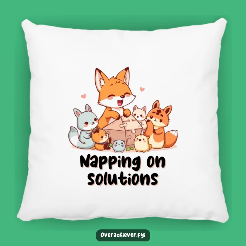 Funny Puzzle Fox Pillow: Cozy Humor for Puzzle Solvers!