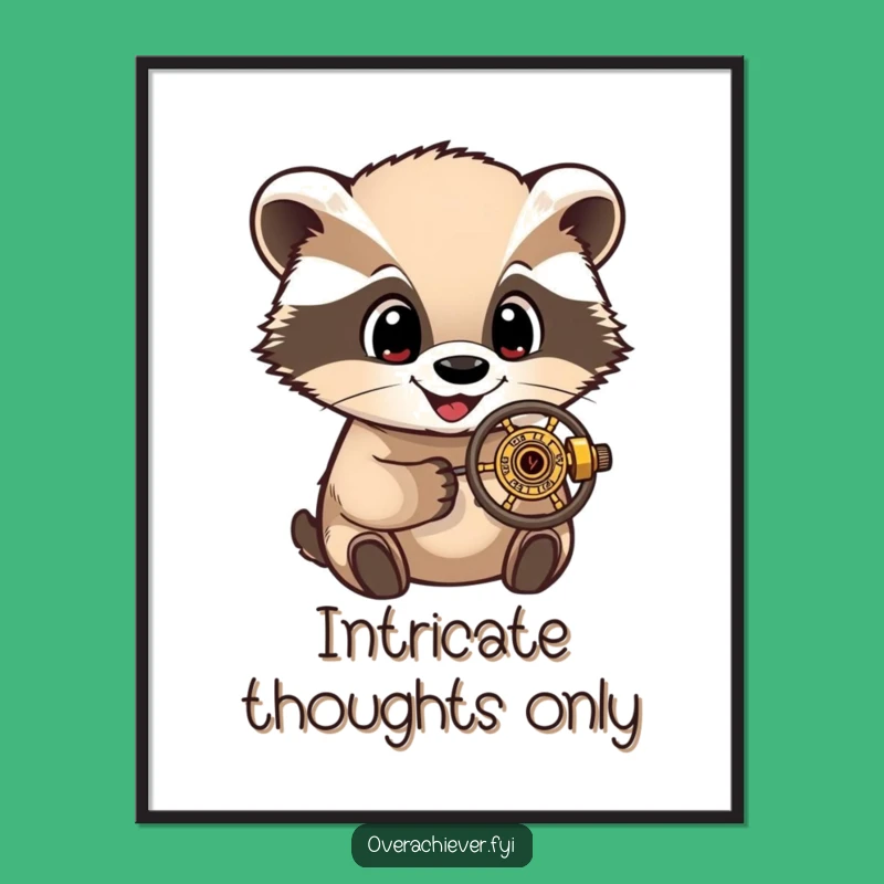 Funny Badger's Discovery Digital Print: Intricate Mechanism Art for Instant Download, Gift Idea
