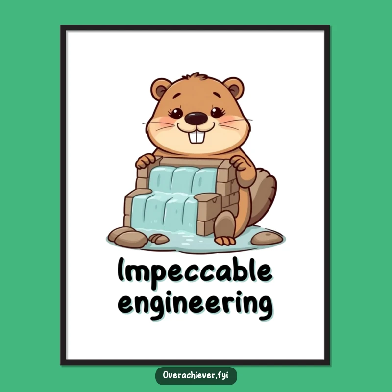 Funny Beaver Dam Digital Art: Builder's Pride, Instant Funny Gift Download