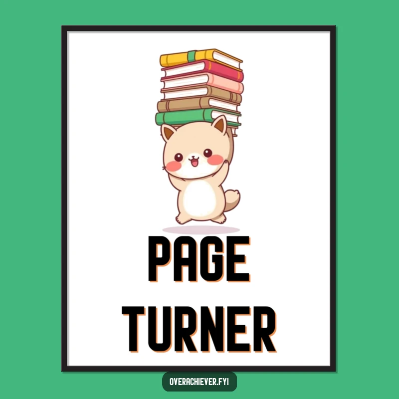 Funny Bookworm Animal Digital Print - Instant Art for Readers