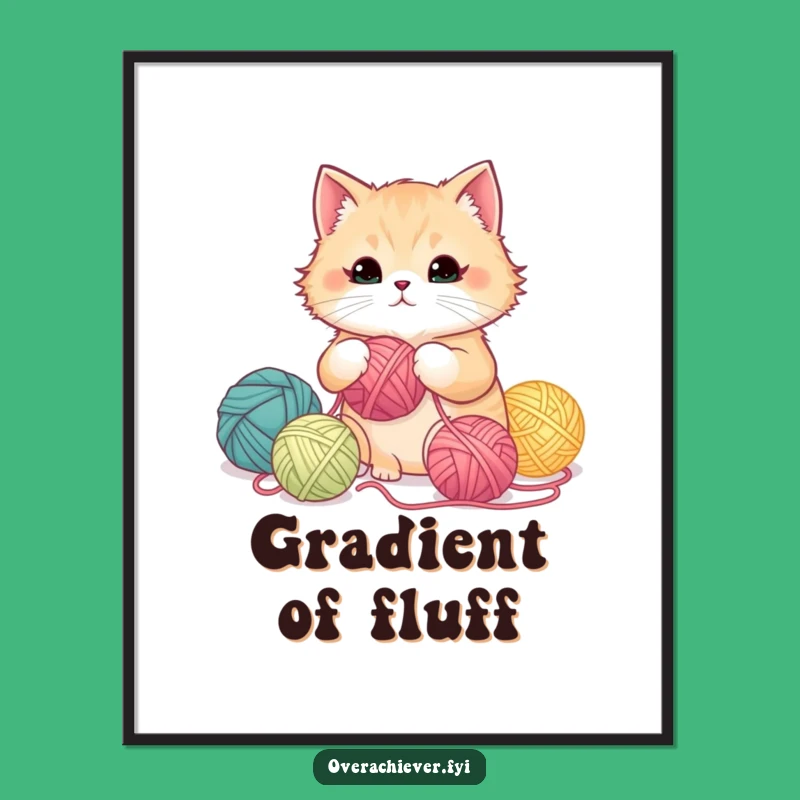 Funny Cat Yarn Organizer Digital Art, Instant Crafty Decor