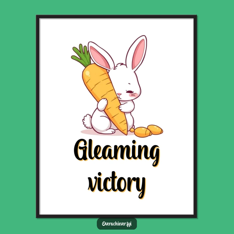 Funny Golden Carrot Rabbit Digital Art: Humorous Gift for Determined Decorators