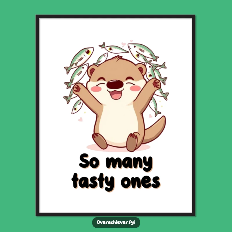 Funny Otter Fish Juggling Digital Art: Motivational Decor for Joyful Minds Gift