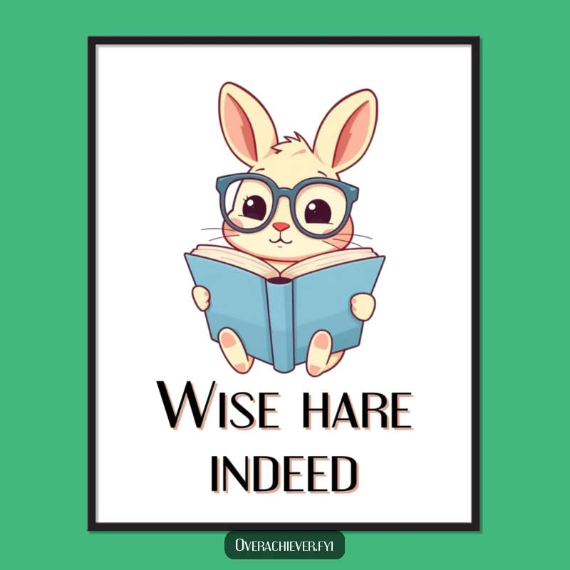 Funny Rabbit Digital Art - Cute Reader Print for Instant Decor & Gift