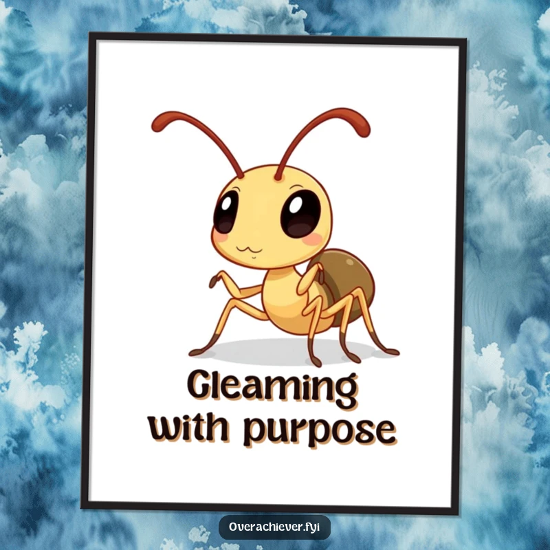 Funny Ant Digital Art Print: A diligent ant polishing its antennae to a high sheen, offering instant humor and polish.