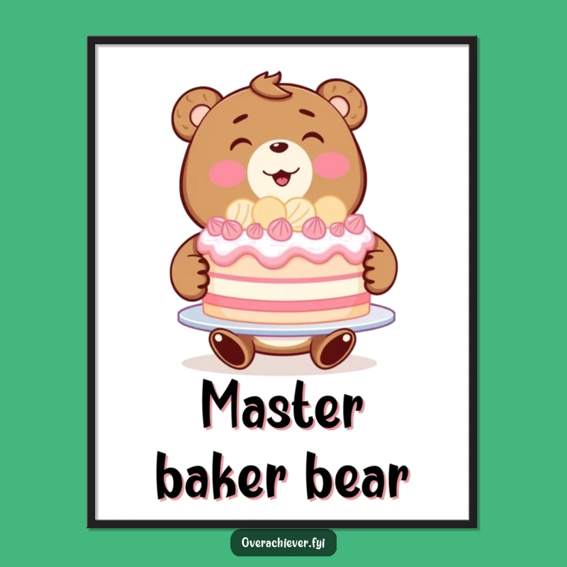 Funny Bear Baker Digital Art Print - Instant Sweetness for Your Walls!