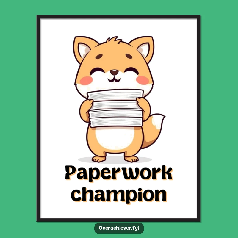 Motivational Animal Paperwork Digital Print - Funny Triumph Art for Instant Office Decor