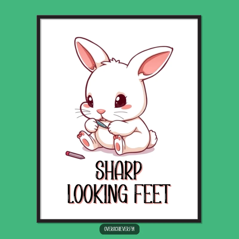 Funny Rabbit Toenail File Digital Art, Instant Quirky Decor