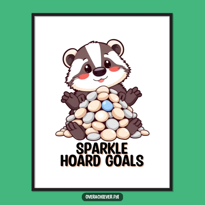 Funny Badger Pebble Pile Digital Art: Humorous Gift for Organized Decorators