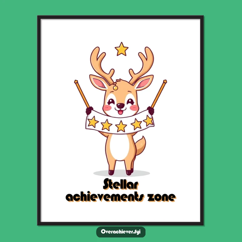 Funny Star Deer Digital Art: Humorous Achievement Decor!
