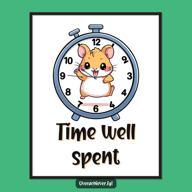 Funny Hamster Clock Digital Art: Determined Runner Print for Instant Drive