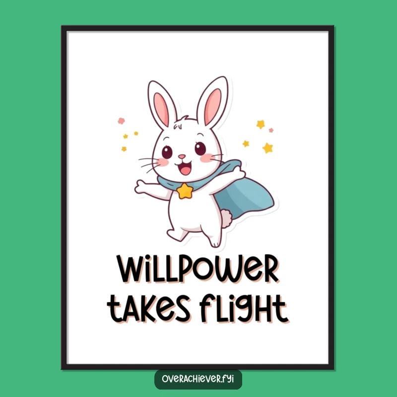 Funny Rabbit Flying Digital Art - Instant Inspiring Superhero Decor
