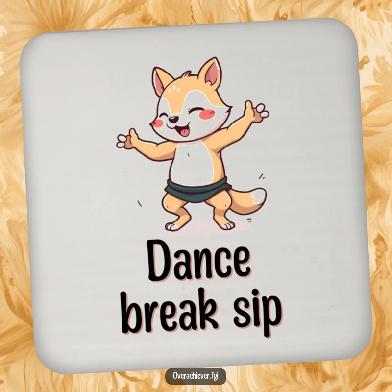 Funny dancer animal coaster featuring a character practicing a dance routine, protecting surfaces with energetic flair. Decorative and humorous accessory.