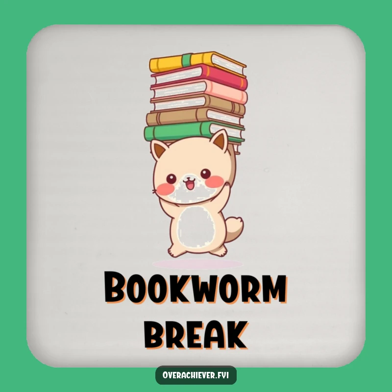 Funny Book Stack Animal Coaster - Protect Surfaces with Literary Flair