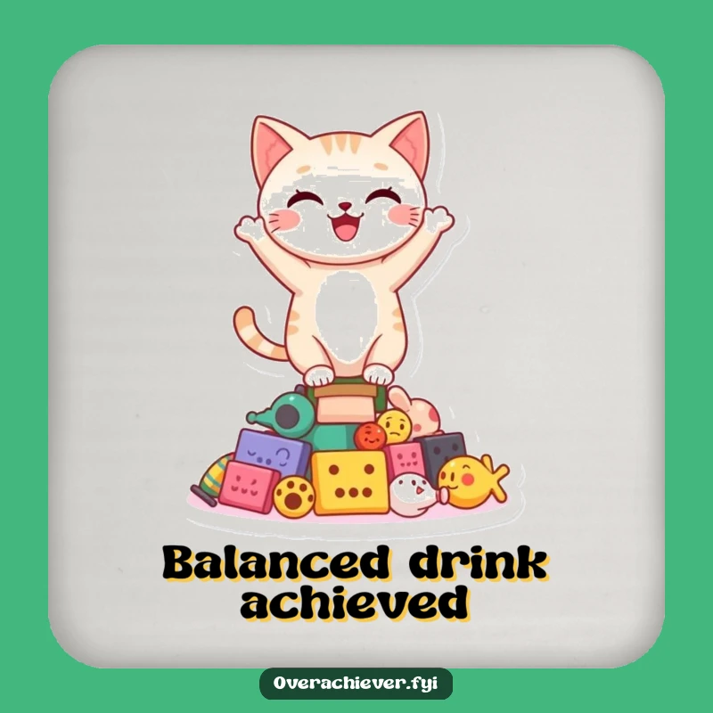 Funny Cat Toy Balance Coaster: Purrfect Protection, Hilarious Gift Set