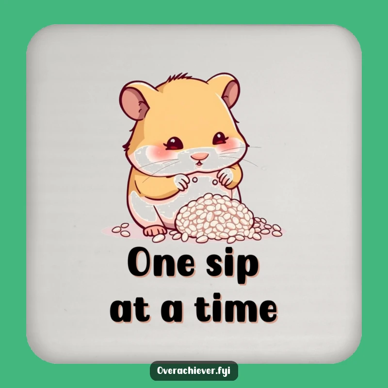 Funny Hamster Rice Counting Coaster, Protect Surfaces with Humor