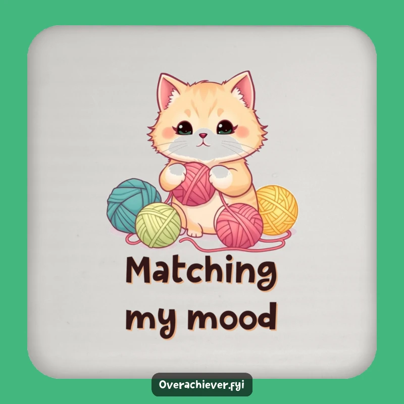 Funny Cat Yarn Organizer Coaster, Protect Surfaces with Humor