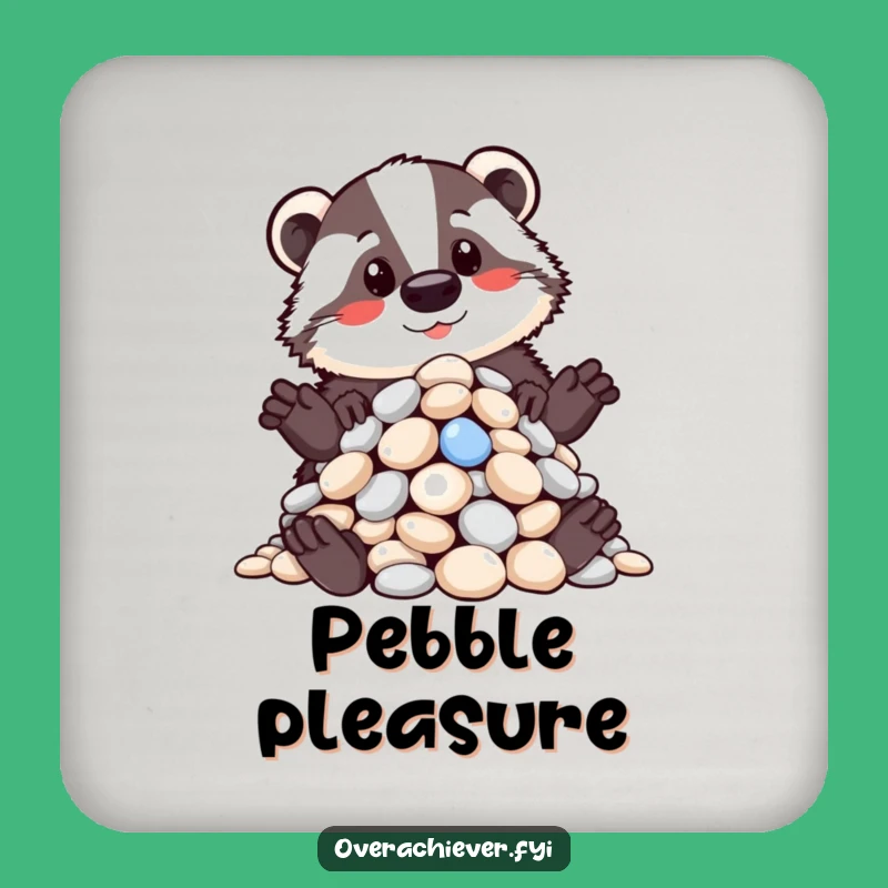 Funny Badger Pebble Coaster: Humorous Gift for Table Protectors