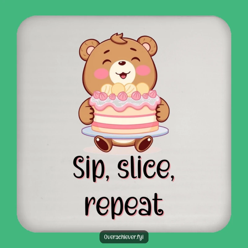 Funny Bear Baker Coaster - Protect Surfaces with Sweet Style!