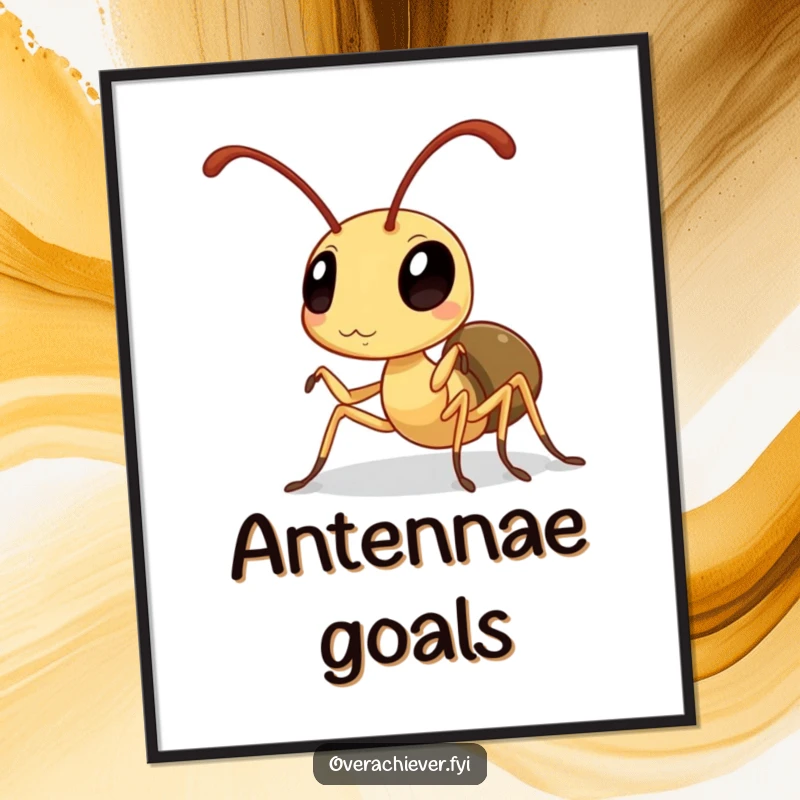 Funny Ant Poster: A diligent ant polishing its antennae to a high sheen, creating humorous and polished wall art.
