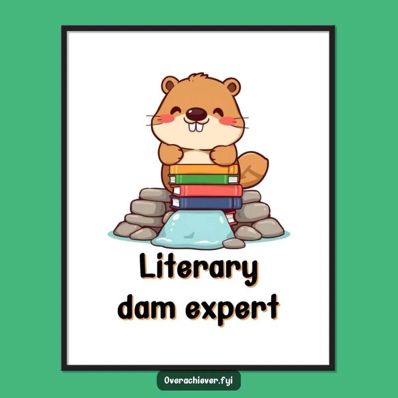 Funny Beaver Book Dam Poster - Intellectual Wall Art!