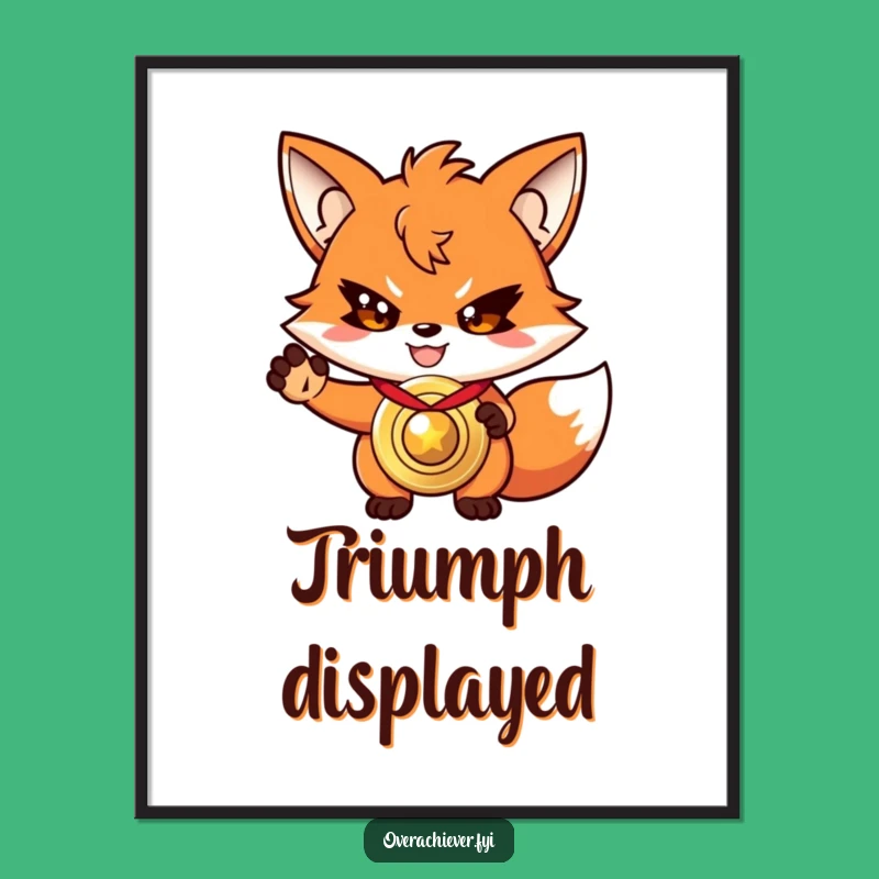 Funny Fox Medal Poster: Champion's Art, Whimsical Funny Gift Decor