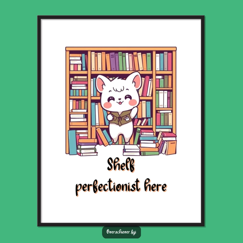 Funny Organizer Animal Poster: Bookshelf Order Art - Great Decor Gift!