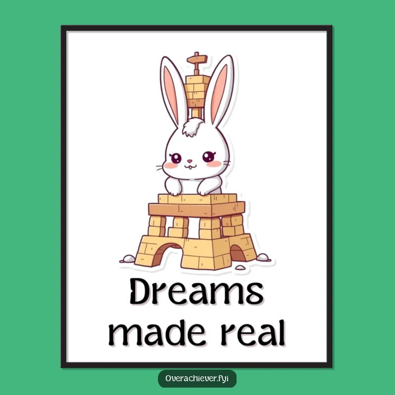 Funny Rabbit Builder Poster: Determined Character Art for Wall Laughs