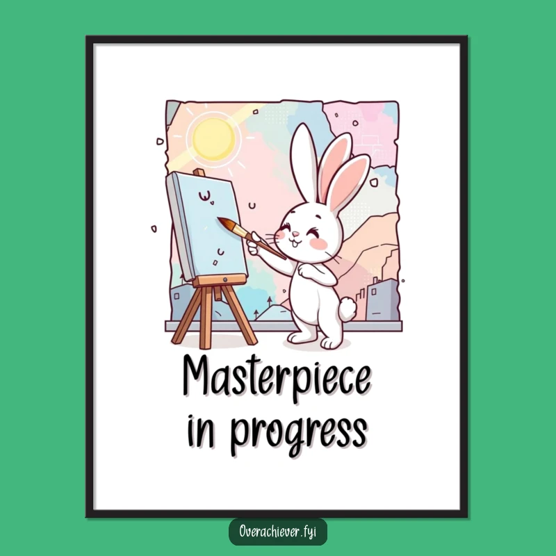 Funny Bunny Painting Poster - Brighten Your Space with This Hilarious Artistic Bunny!