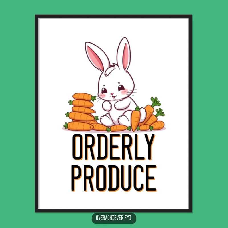 Funny Bunny Carrot Stacking Art Poster: Hilarious Decor for Your Space!