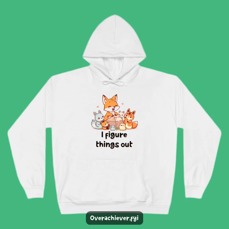 Cozy Funny Puzzle Fox Hoodie: Warm Up With Teamwork Humor!