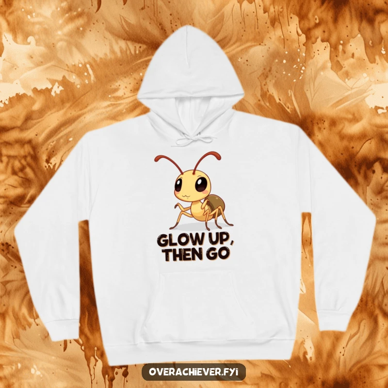 Funny Ant Hoodie: A diligent ant polishing its antennae to a high sheen, offering humorous warmth and a polished look.