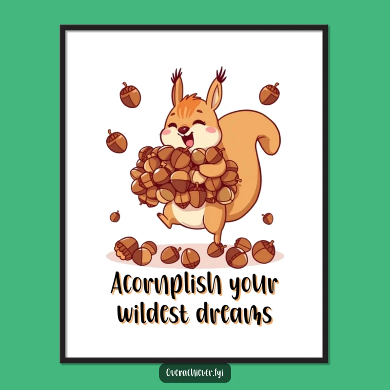 Free Printable Wall Art: Squirrel Juggling Acorns - Amusing Downloadable Home Decor!