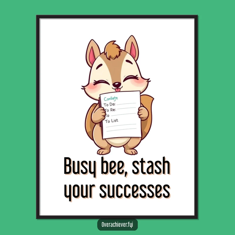 Funny Free Printable Squirrel Wall Art - Productive Downloadable Gift for Organized Spaces!