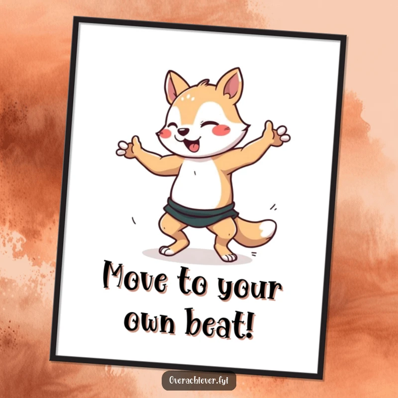Funny Free Printable Wall Art: An animal character in a dramatic dance pose, showcasing intense practice and artistic passion.