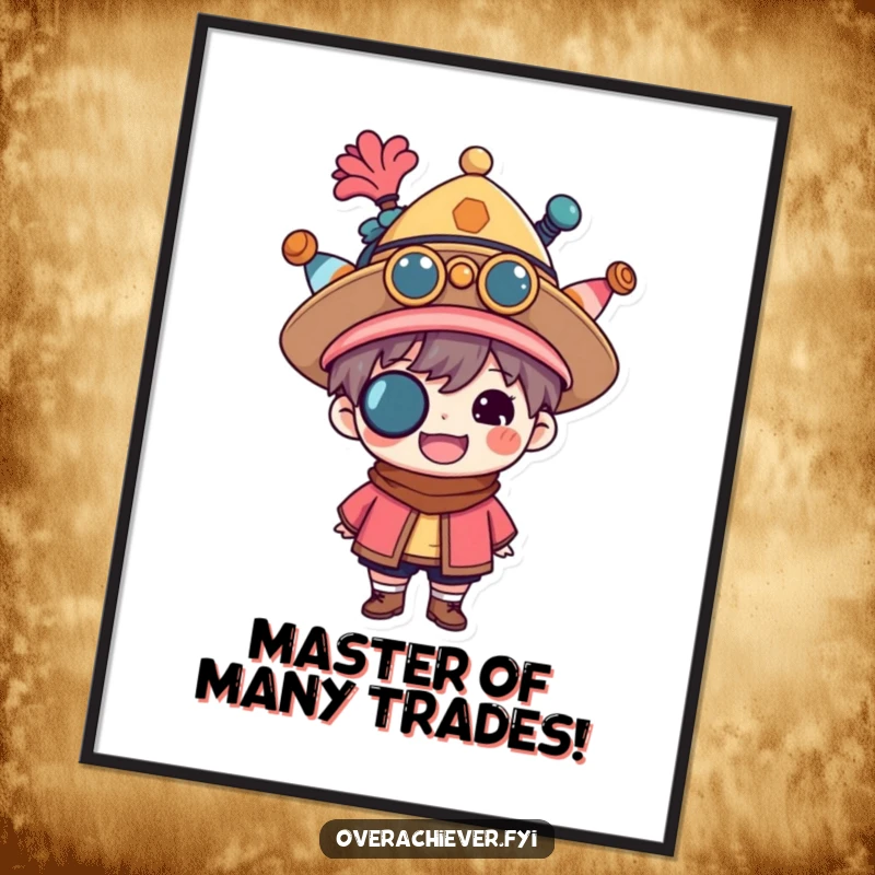 Funny Free Printable Wall Art: A proud character wearing a collection of hats, embodying accomplishment and humor.