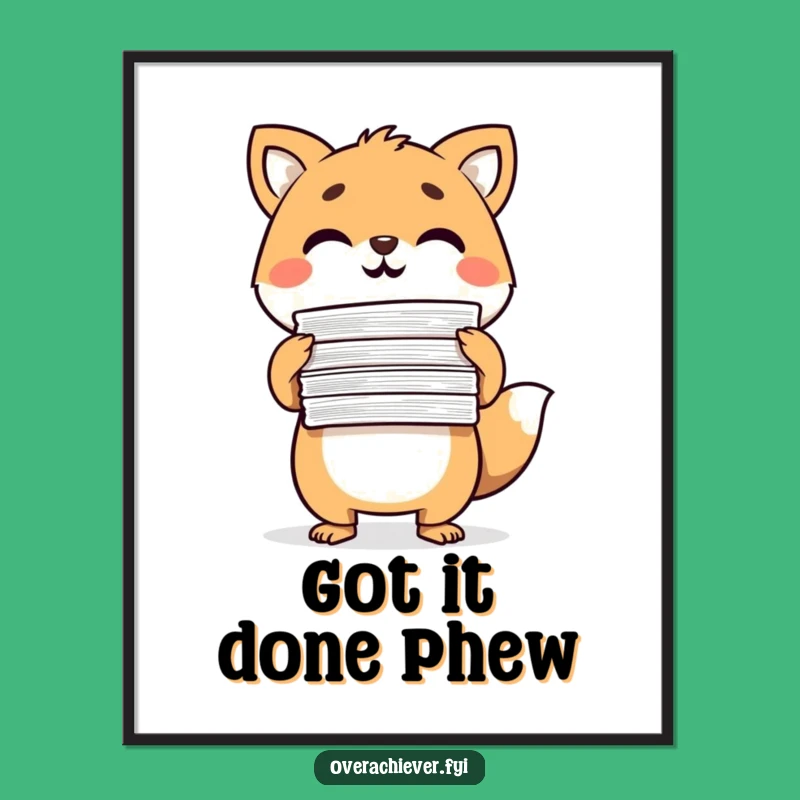 Free Printable Wall Art: Determined Animal with Papers, Funny Office Decor