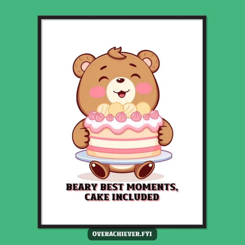 Funny Free Printable Bear Cake Wall Art - Sweet Downloadable Gift for Cozy Spaces!