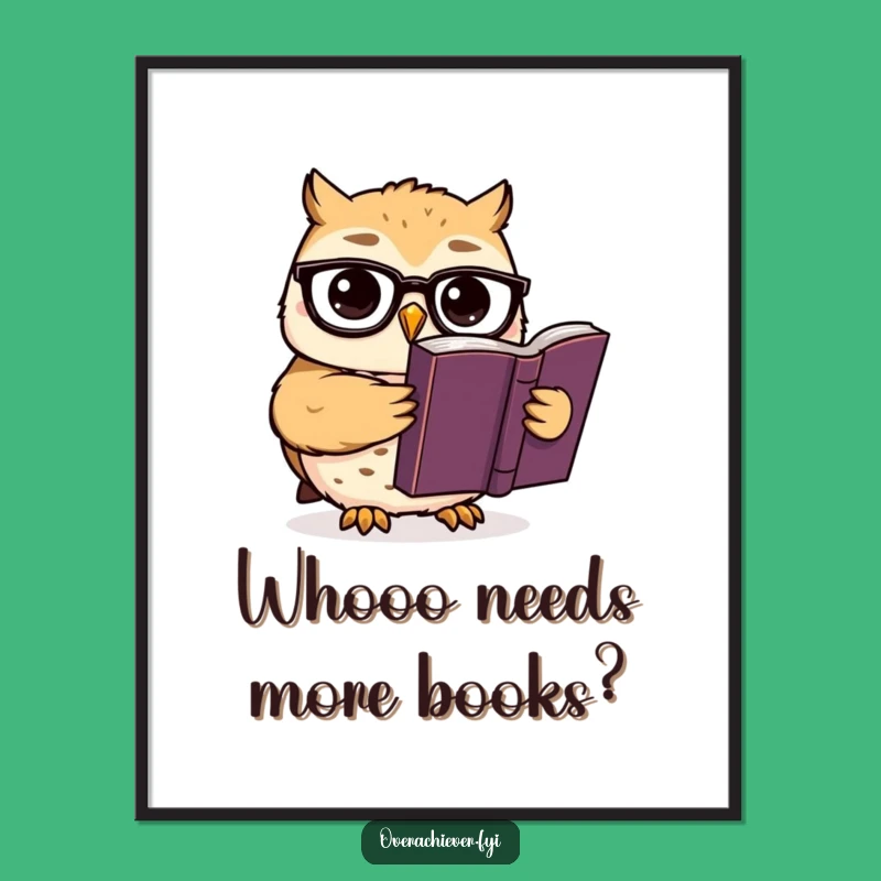 Funny Free Printable Wall Art: Owl Reader, Quirky Downloadable Decor Gift
